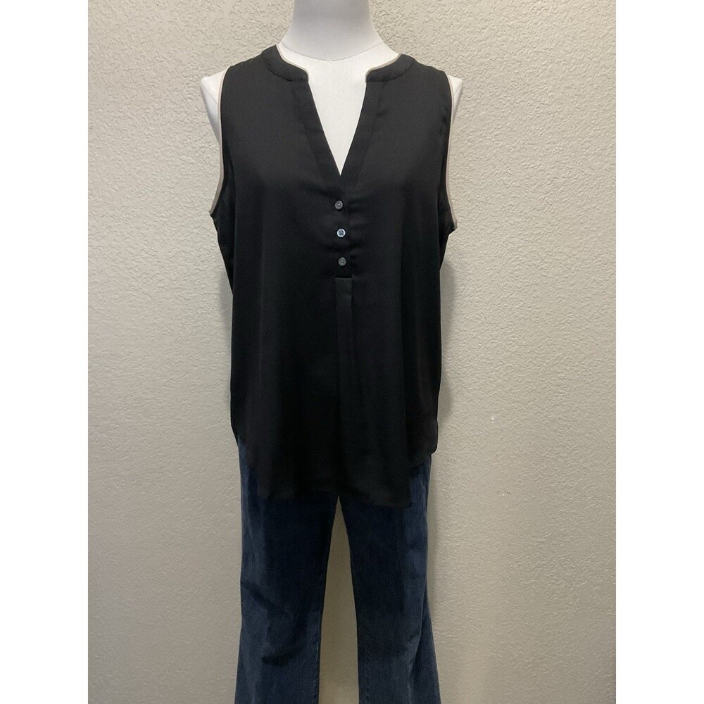 Ann Taylor, Women’s, Sleeveless Blouse, Split Neck, Black, Size: M - Picture 2 of 6